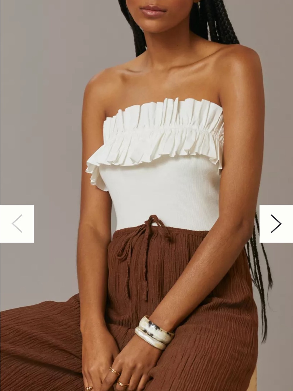 Ruffled Strapless Tube Top in White by Maeve by Anthropology